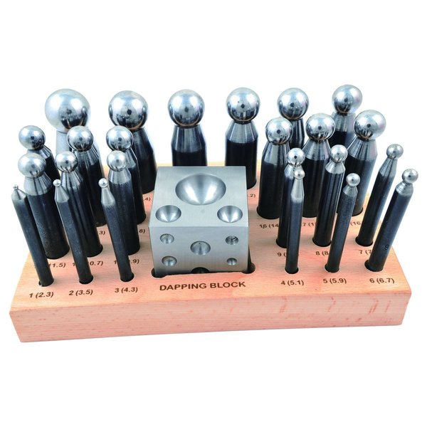 H & H Industrial Products 24 Piece Dapping, Doming, Forming Block & Punch Set 8606-3406